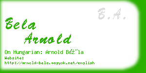 bela arnold business card